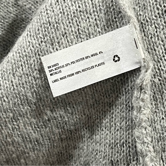 Gap Women's Shimmer Metallic Wool Blend Cardigan Sweater Silver Size Small - Picture 9 of 11